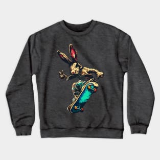 Cool retro rabbit on skateboard Crewneck Sweatshirt